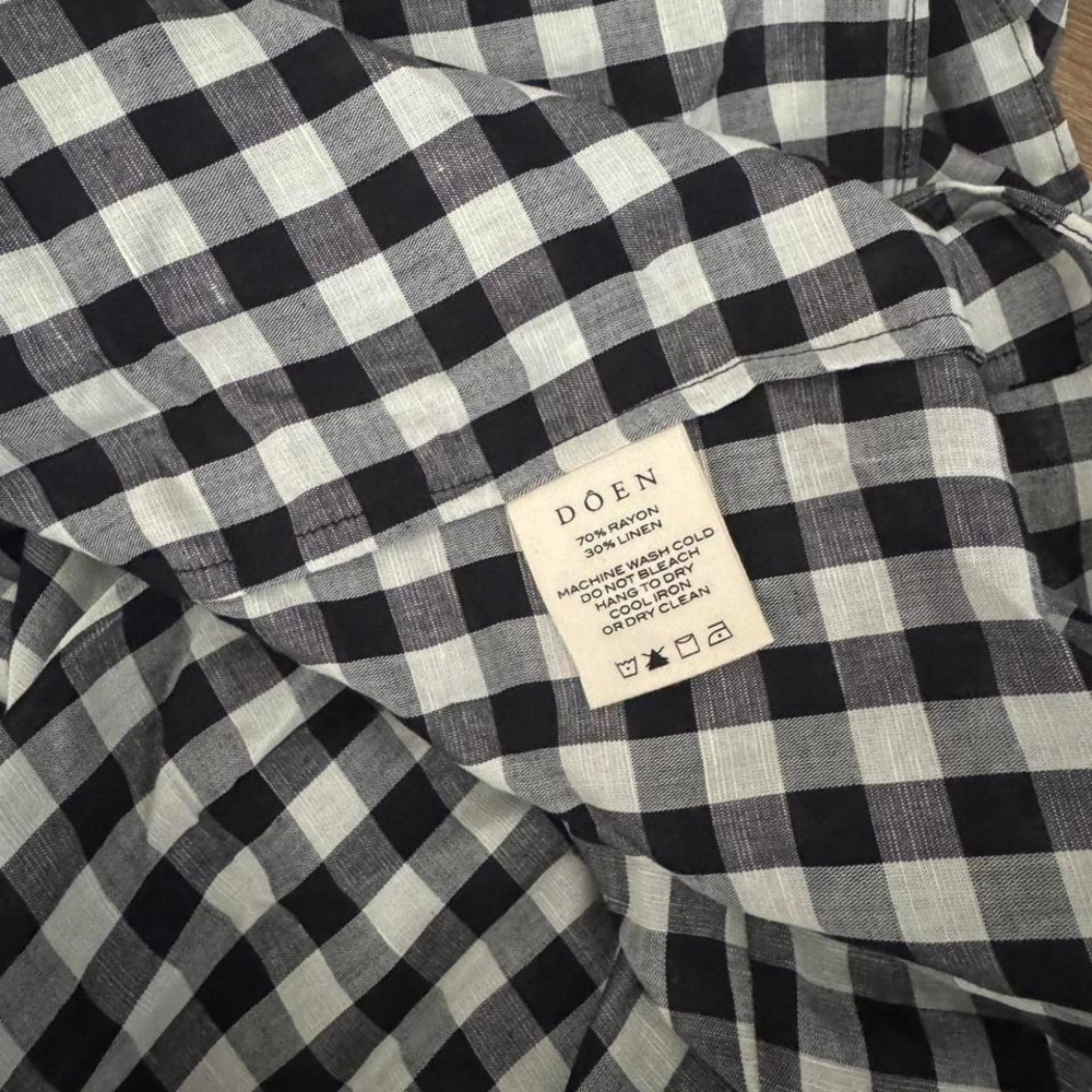 Doen Black & White Leslie Gingham Smoked Midi‎ Dress Size L - Picture 6 of 6